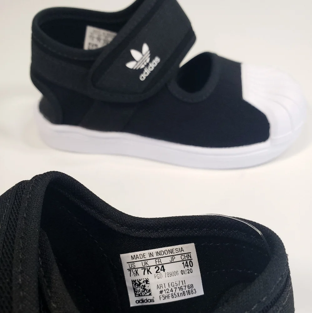 7.5K Adidas Superstar 360 Black White Toddler Unisex Boy Girl Summer sandal